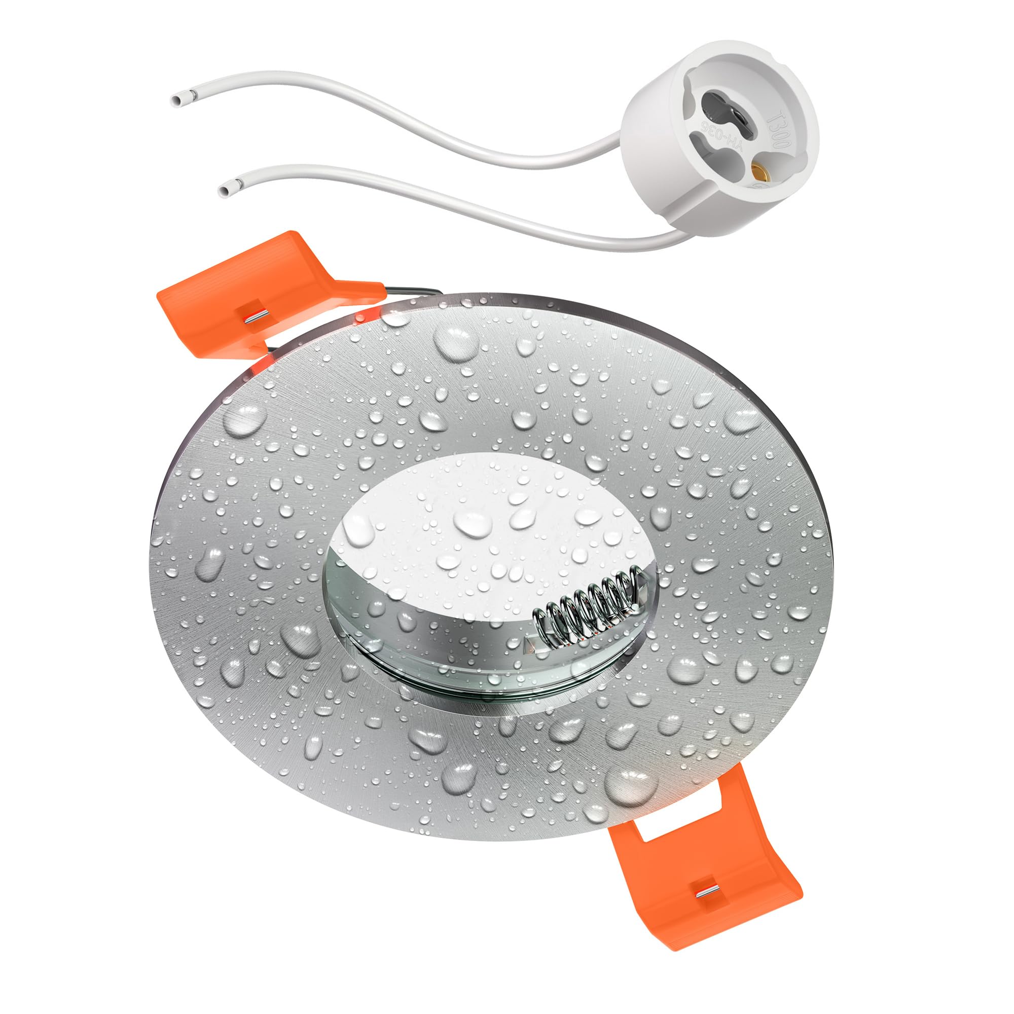 ledscom.de Bathroom recessed Ceiling Frame ERID, Damp Proof, Bathroom, IP44, Round, Aluminium matt (GU10/MR16/GU5,3/50mm) incl. GU10 Socket