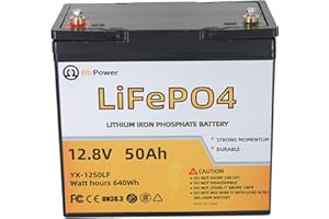 BTRPOWER 12V 50AH Lithium Battery,5000+ Deep Cycle LiFePO4 Battery with Built-in 50A BMS fit for Home Storage,Trolling Motor,RV,Off-Grid System,Solar Power System,Marine