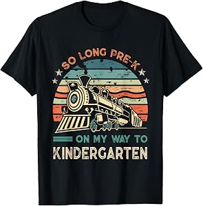 Pre-k Graduation To Kindergarten Retro Vintage Train Kids T-Shirt