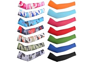 Rbenxia 14 Pairs Sports Arm Sleeves for Kids UV Sun Protection Cooling Arm Compression Cover Boy Girl Basketball Baseball Foo
