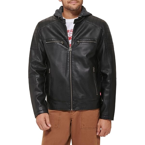 Levi's Men's Faux Leather Oversized Shirt Jacket, Black