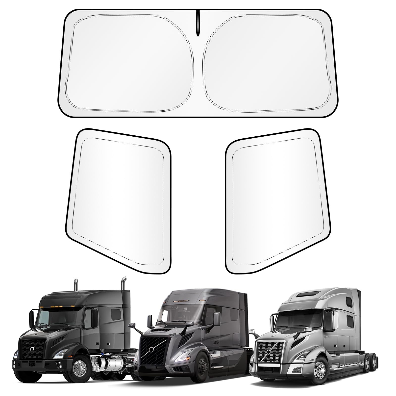 KUST Full Coverage Window Shades for Volvo VN/VNL 2002-2025, VNR/VAH/VNX 2020-2025 Accessories, Window Cover UV Block Privacy Protection Keep Your Car Cool Easy Install Full Set 3PCS Image