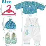 Aolso Baby Doll Clothes 14-18 Inch Overalls Coat Set White Green 35-45 cm view 2