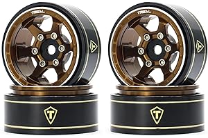 TREAL SCX24 1.0" Beadlock Wheels (4P) Scale-Look Concave Six Spoke Rim for Axial SCX24 Crawler - Type D (Bronze)