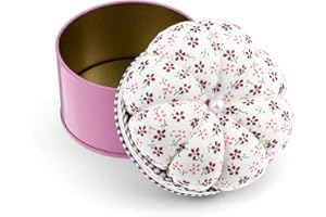 STYQUENZER Pumpkin Shaped Pin Cushion Needle Box, Sewing Pin Cushion Kit Cute Small Pincushion Sewing Needle Holder with Storage Box for Quilting Needlework DIY Crafts, Pink