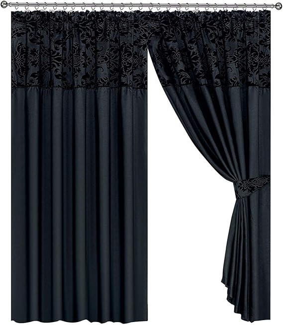 Massari Premier Luxury DaMask Pencil Pleat Half Flock Curtains 90"x90