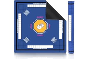 Nine-Marsh Mahjong Mat for Table 31.5''x31.5'', Non-Slip Mahjong Cloth Cover with Game Rules, Mahjong Tablecloth for Poker, Board Games Table Mat, Card Games, Tile Games, Dominoes (Blue)