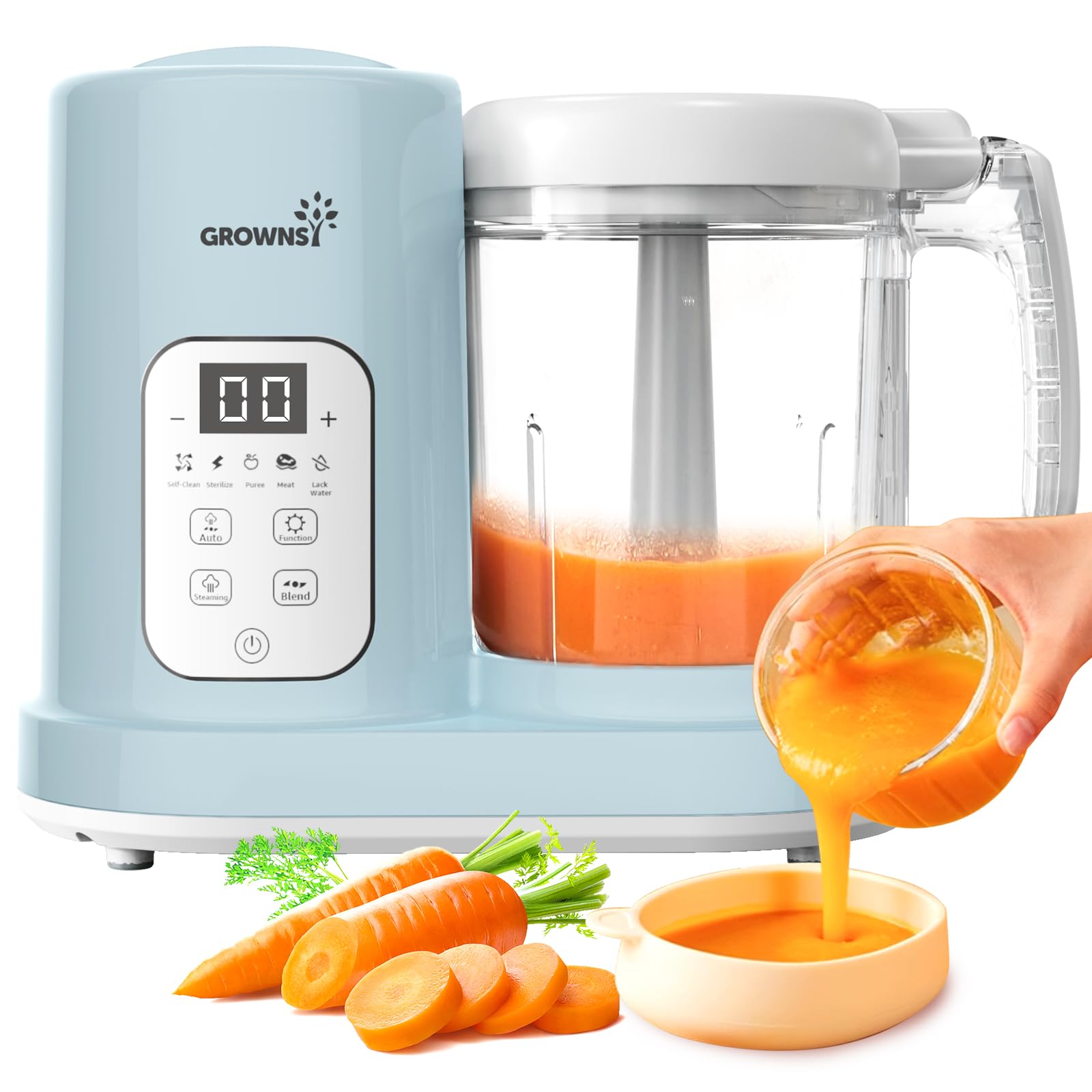 Photo 1 of **USED***NEEDS CLEANING**GROWNSY Baby Food Maker Homemade Baby Food All-in-One Baby Food Puree Blender Steamer Grinder Mills Machine Auto Cooking & Grinding with Self Cleans Touch Screen LCD Display, BPA Free
