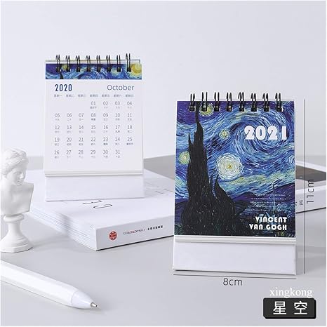 Amazon Co Jp デスクカレンダー 21年卓上カレンダーの油絵シリーズ卓上卓上カレンダーレトロfamouはアートコイルカレンダーブック絵画 21 Color Xingkong ホーム キッチン