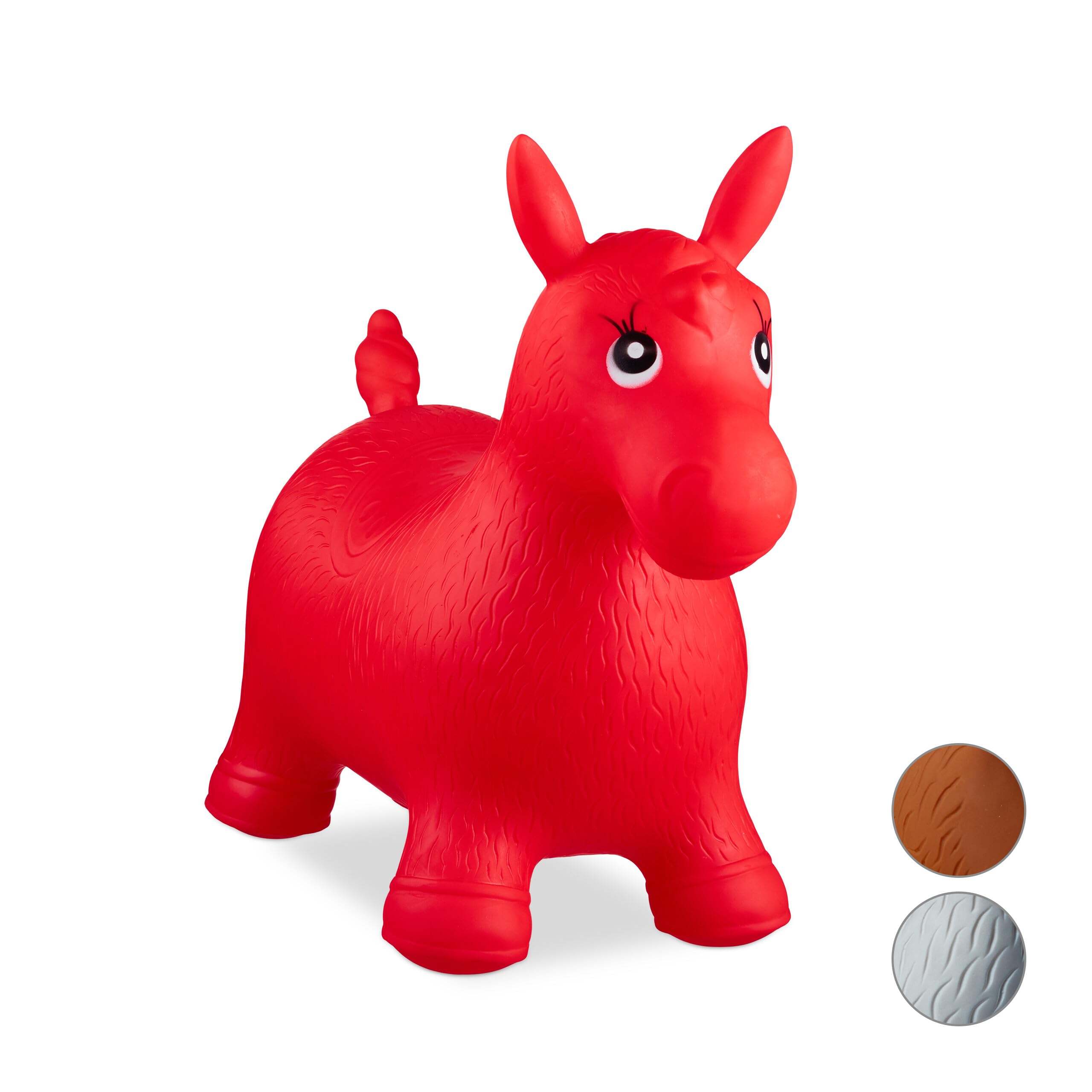 Relaxdays 10024991_47 Hopping Horse, Air Pump Included, Up to 50 kg, BPA Space Hopper, Red