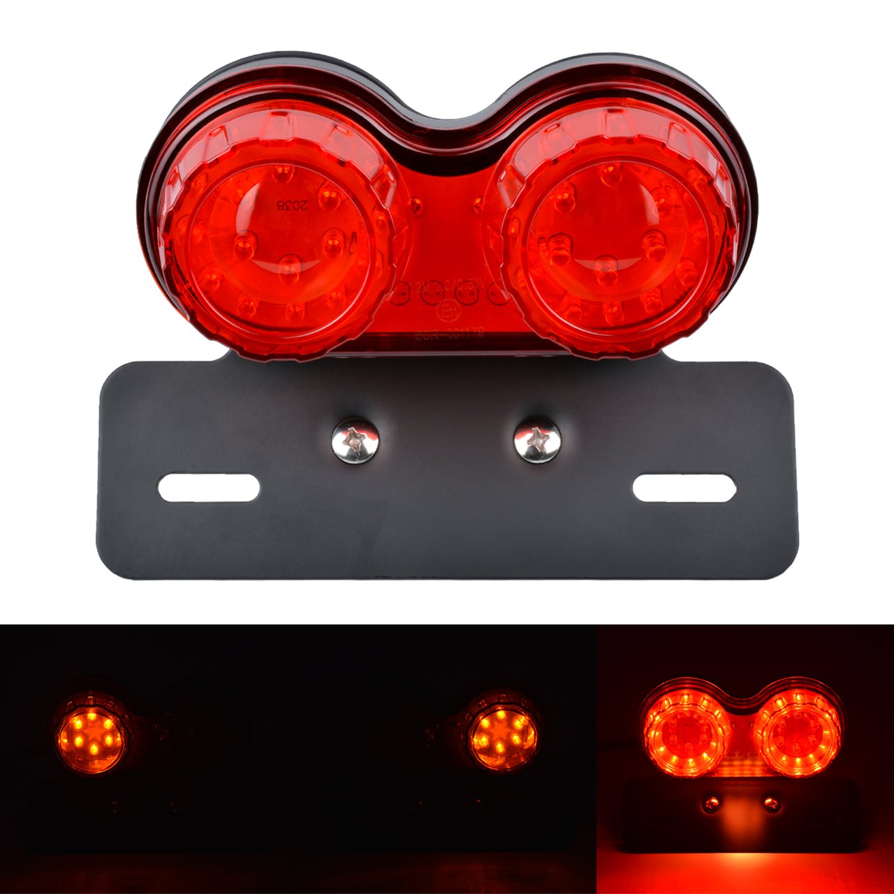 KATUR Motorcycle Tail Light 40W 40 LEDs Integrated Running Brake Light Turn Signal Lamp With License Plate Bracket for H arley H onda Y amaha S uzuki K awasaki