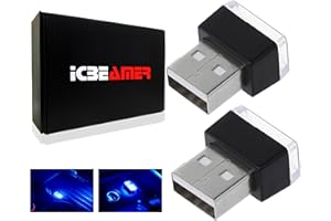 ICBEAMER 1 pc Blue Color Universal USB Interface Plug-in Miniature Night Light LED for Car Interior and Trunk Ambient Atmosphere