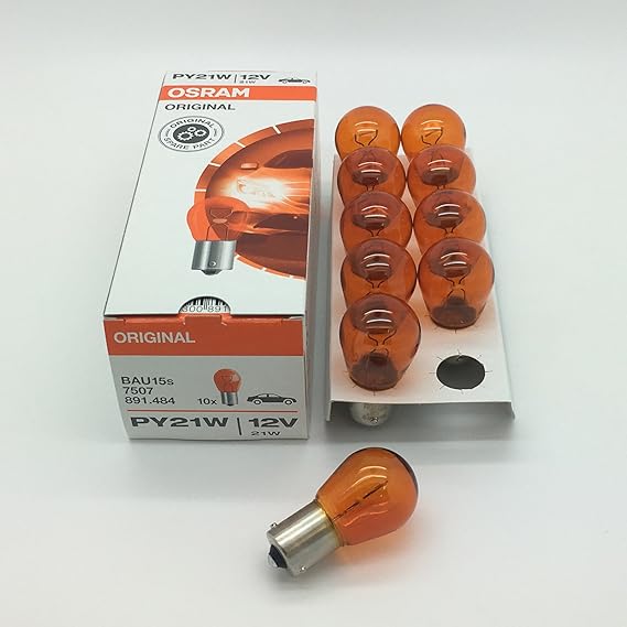 10 x Osram 581 PY21W BAU15S Amber Indicator Light Bulb 12v 21w 7507