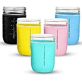 Minliving Funda de silicona Mason Jar – Fundas protectoras multicolor, protección antideslizante para frascos de boca regular