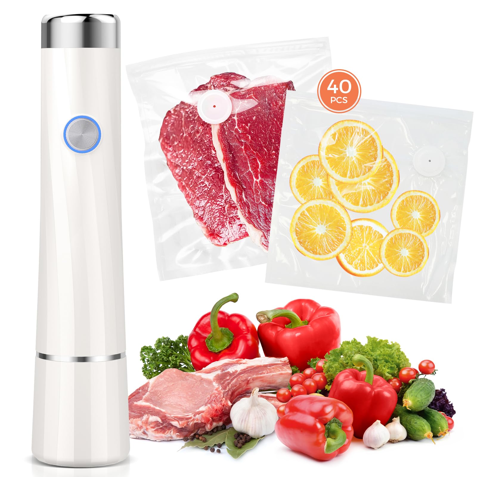 Photo 1 of Kayiant Vacuum Sealer Set (Vacuum Sealer Machine + 40 Bags) Powerful Handheld Vacuum Sealer with Visual Water Tank, Waterproof Compact Protable 10X Preservation & Fresh
