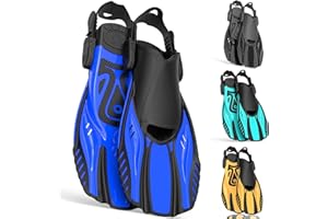 Otowaving Snorkel Fins Diving Fins Adjustable Buckles Open Heel Swim Flippers Travel Size Short Swim Fins for Snorkeling Diving Swimming Adult Men Womens