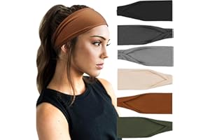 DRESHOW Yoga Sports Headbands for Women Elastic Non-Slip Headbands Workout Running Hair Bands 6 Pack