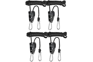 iPower GLROPEMG4X2 2-Pair 1/4 Inch 8-Feet Long Heavy Duty LROPEMG4X2 Adjustable Rope Clip Hanger (300lbs Weight Capacity) Reinforced Metal Internal Gears
