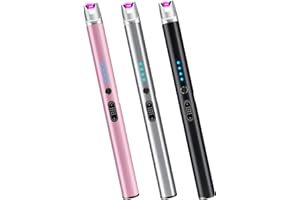 Luxgaze 3 Pack Electric Candle Lighter Rechargeable USB Lighters Flameless Windproof Plasma Arc Lighters with Safety Lock Long Lighter for Candle BBQ Camping Birthday Party