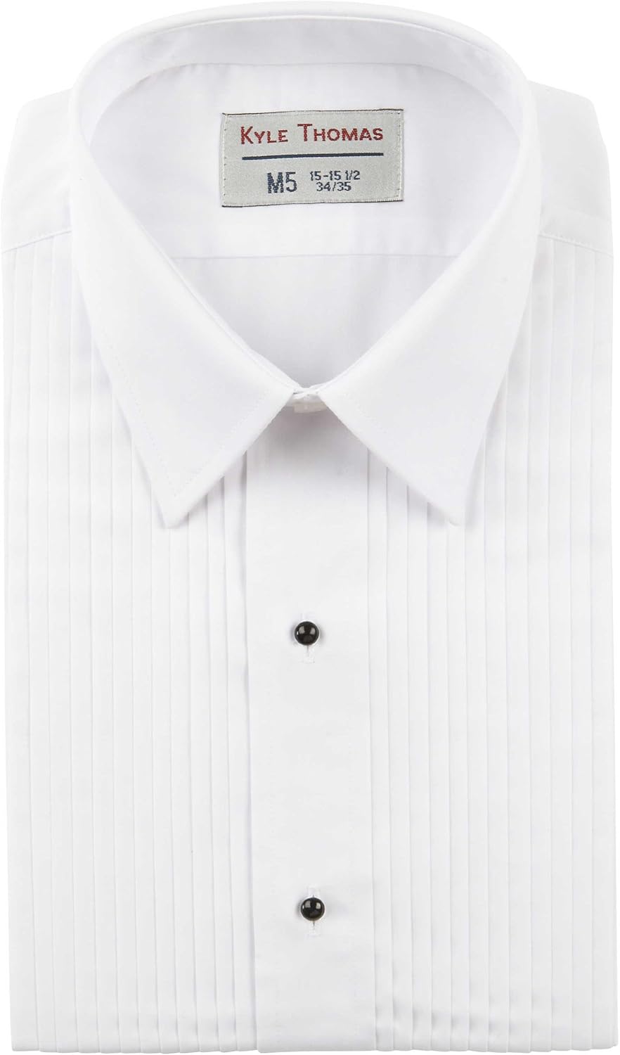 Kyle Thomas Men's 1/2" Pleat Banded Collar Tuxedo Shirt 39/L Black at