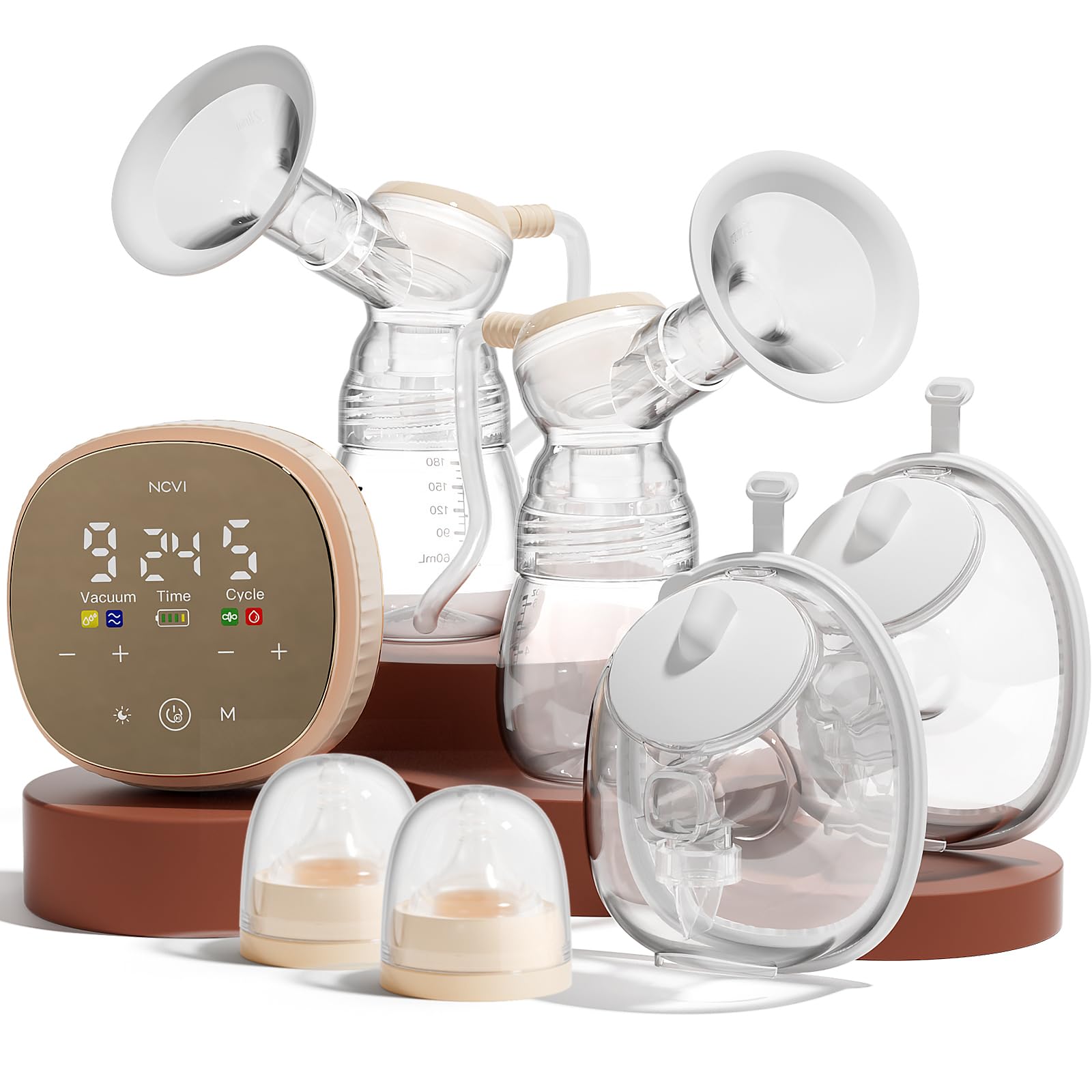 Photo 1 of NCVI 2-in-1 Electric Breast Pump with Wearable Cups, Spa-Like Comfort with VibeRelief Massage Micro-Vibration, Hospital-Grade Suction, Pain Relief & Fully Customizable Portable Breastfeeding Pump