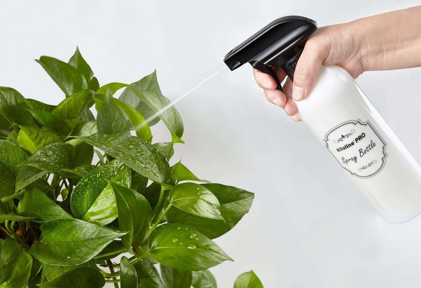 Kiloline Empty PET Plastic Spray Bottles (2-Pack) Refillable 17oz.Black Trigger Sprayer w/Mist/Stream/Off Settings Leakage-proof: Beauty