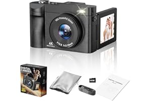 ZHIXJIA 4K Digital Camera for Photography- 50MP Autofocus Vlogging Camera with 2.8" 180°Flip Screen, 18X Digital Zoom- Compact Point and Shoot Camera with 32GB TF for YouTube, Travel, Beginners, Black