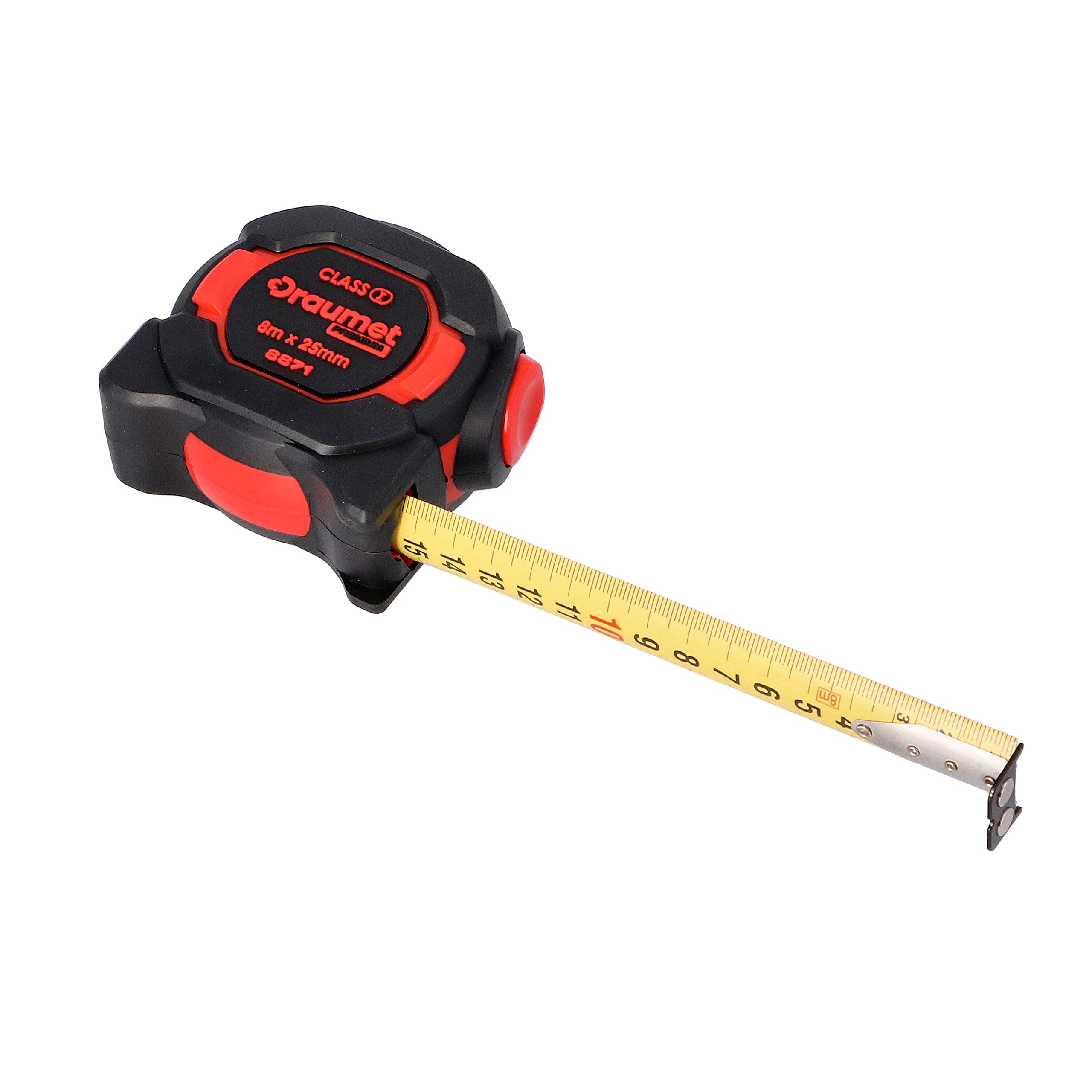 MIVOS - Tape measure with double-sided printed tape - Magnetic hook and belt clip - Tape measure with ergonomic housing - CE and MID certification - 8 m x 25 mm