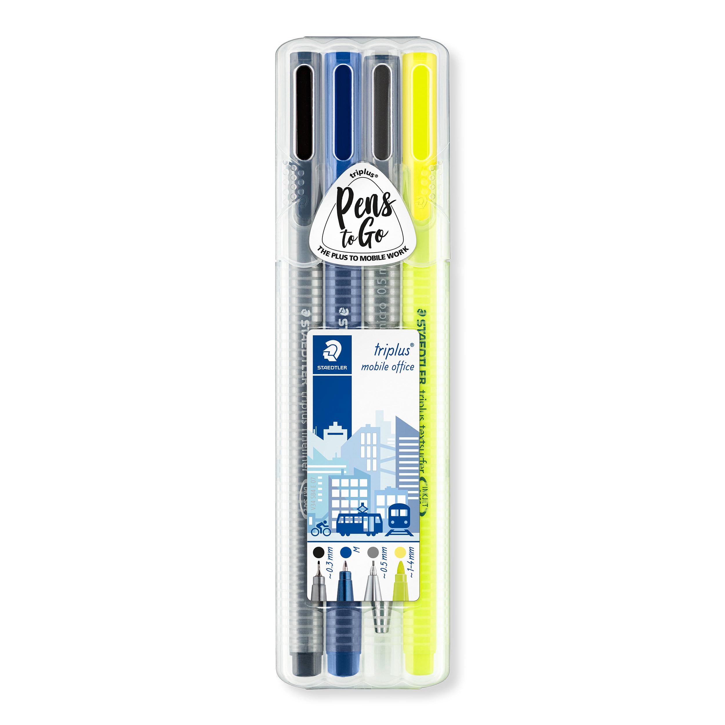 STAEDTLER 34 SB4 Triplus Mobile Office Stationery Set - Assorted Writing Instruments (Pack of 4)