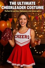 Cherry-on-Top Cheerleader Costume XL - Red Uniform with Pom Poms UK Size X-Large view 4