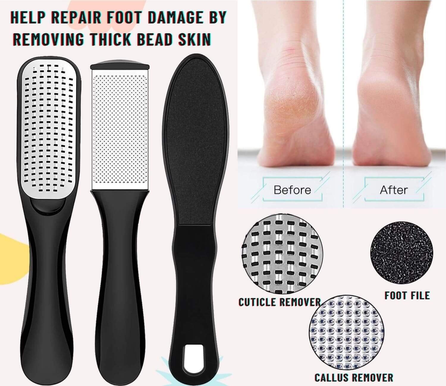 【LATEST 2020】Pedicure Foot File Callus Remover Kit- 18 Iin 1 Stainless Steel Foot Scraper and Foot Scrubber Dead Skin Foot Care Tool for Wet and Dry Feet, Foot Spa at Home : Beauty