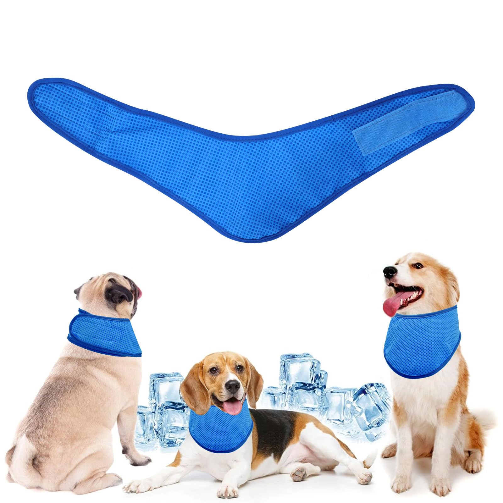 Dog Cooling Bandana, Breathable Pet Cooling Collar for dogs, Instant Cooling Neck Wraps Ice Scarf for Summer (Blue, S)