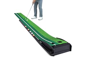 Dollox Putting Green Golf Putting Mat for Indoor, Putting Matt with Auto Ball Return, Mini Golf Set Golf Accessories for Men, Indoors Golf Matt for Home Office, Gifts for Golfer
