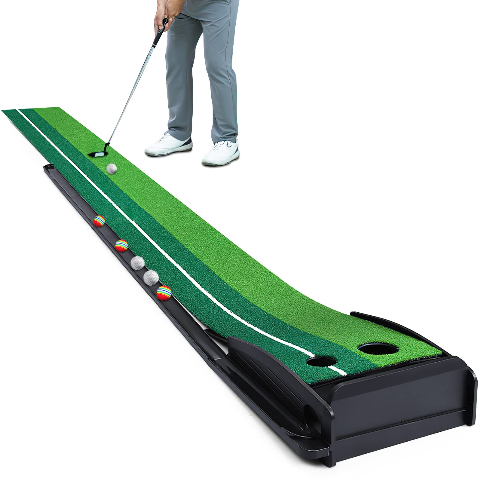 Photo 1 of Dollox Putting Green Golf Putting Mat for Indoor, Putting Matt with Auto Ball Return, Mini Golf Set Golf Accessories for Men, Indoors Golf Matt for Home Office, Gifts for Golfer