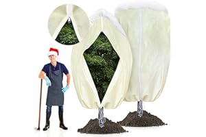 KCULEHTLLA Tree Covers Freeze Protection - 2Pcs 79"W x 95"H 2.4oz/yd² Winter Frost Covers for Outdoor Plants, Extra Large Frost Cloth with Zipper Drawstring Protect Plants from Cold, Frost, Wind and Pests
