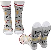 PXTIDY 2 Pairs Cricket Socks - Eat Sleep Cricket Repeat Gift for Players & Fans