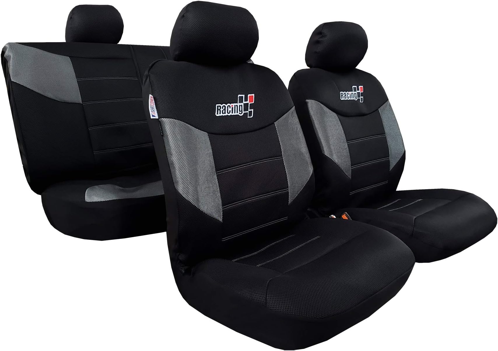 Mesh Car Seat Covers Full Set Airflow Mesh Embroidery Universal Size for Tacoma 4Runner w/Detachable Headrest