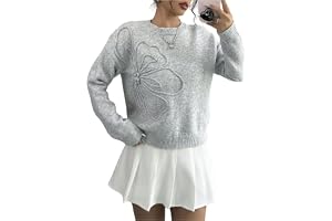 Women's 3D Floral Pullover Sweaters Long Sleeve Knit Tops Spring Outfits