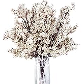 Exoment 10 Pcs Babys Breath Gypsophila Artificial Flowers Bouquet Fake Silk Flowers Real Touch Flowers for Home Wedding Centerpiece Arrangement Festival Party Decoration(White)
