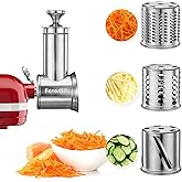 FavorKit Big Slicer Shredder Attachment for KitchenAid Mixers, Stainless Steel Cheese Grater Salad Maker Accessories with 3 T