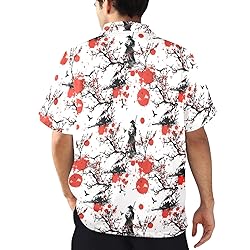 HUGLAZY Warrior Samurai Shirt Mens Hawaiian Shirts
