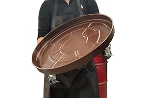 Parsagi 20 inch Plant Saucer Rolling Plant Caddy Rolling Plant Stand with Wheels Plant Tray with Wheels, Heavy Duty Metal, Locking, Sturdy, Rust-Resistant Finish, Easy to Move,Copper 550 lb Capacity