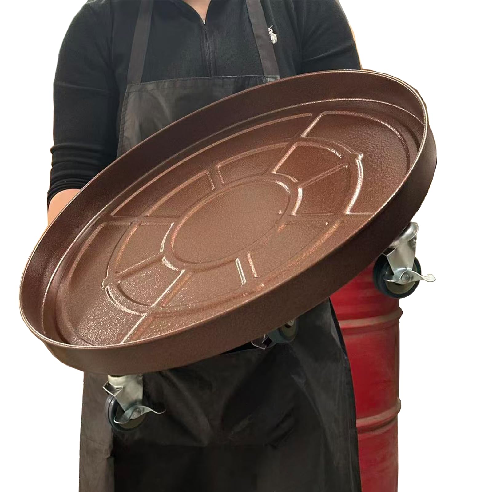 Photo 1 of 20 inch Plant Saucer Rolling Plant Caddy Rolling Plant Stand with Wheels Plant Tray with Wheels, Heavy Duty Metal, Locking, Sturdy, Rust-Resistant Finish, Easy to Move,Copper 550 lb Capacity