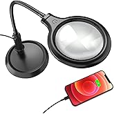 Rechargeable 5X Magnifying Desk Lamp,Delixike Hand Free Magnifying Glass with Light and Stand,Folding Design Magnifier with 30 LED Light for Reading,Hobbies,Sewing,Crafts,Workbench