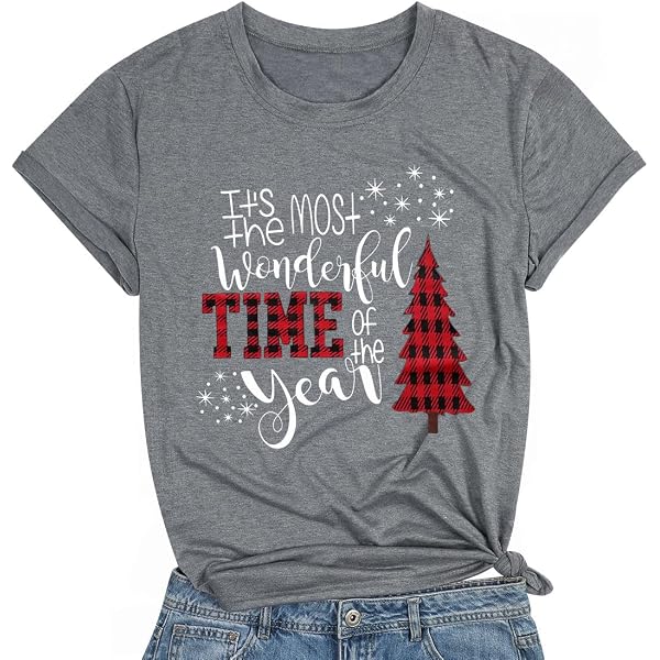 Merry & Bright Christmas T-Shirt For Women - Leopard Tree Graphic, 'Most Wonderful Time Of Year'