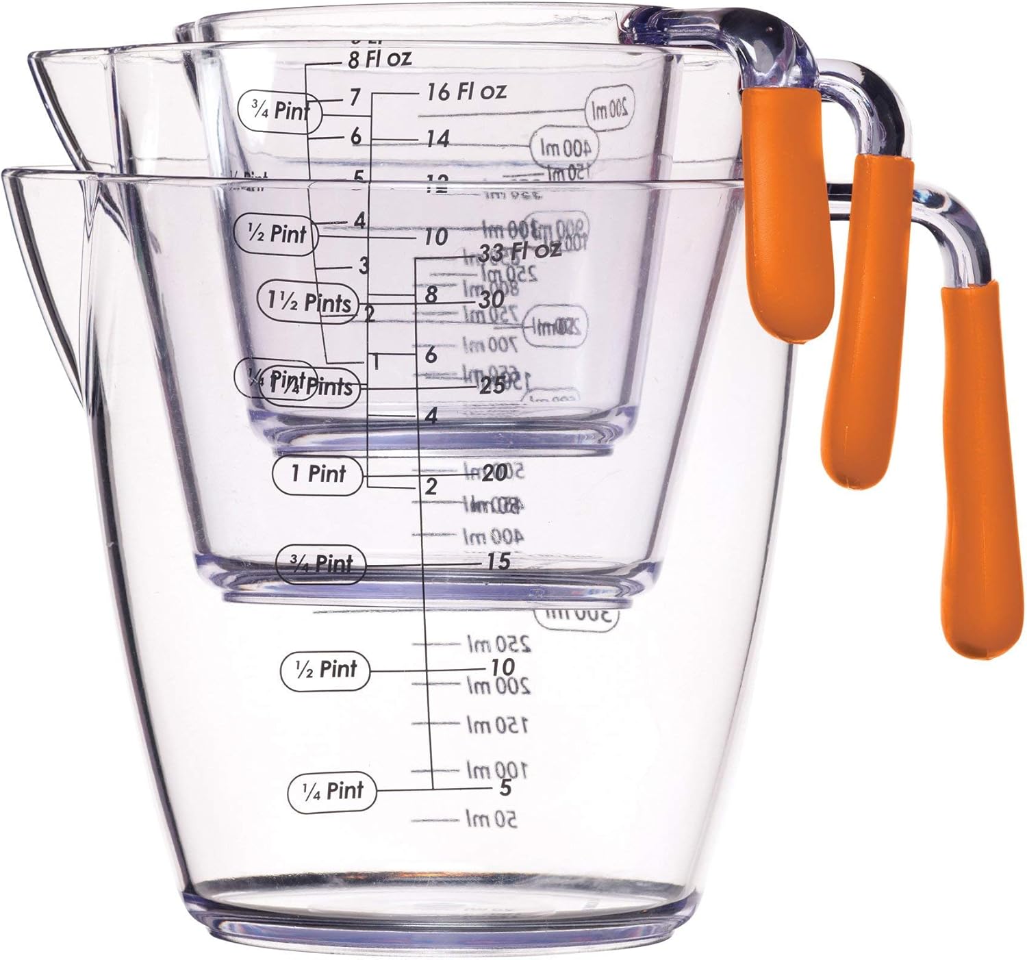 Kitchen Craft Colourworks 3 Piece Measuring Jug Set Orange