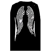Angel Wings Rhinestone Bling Womens V Neck Long Sleeve Tee Shirt