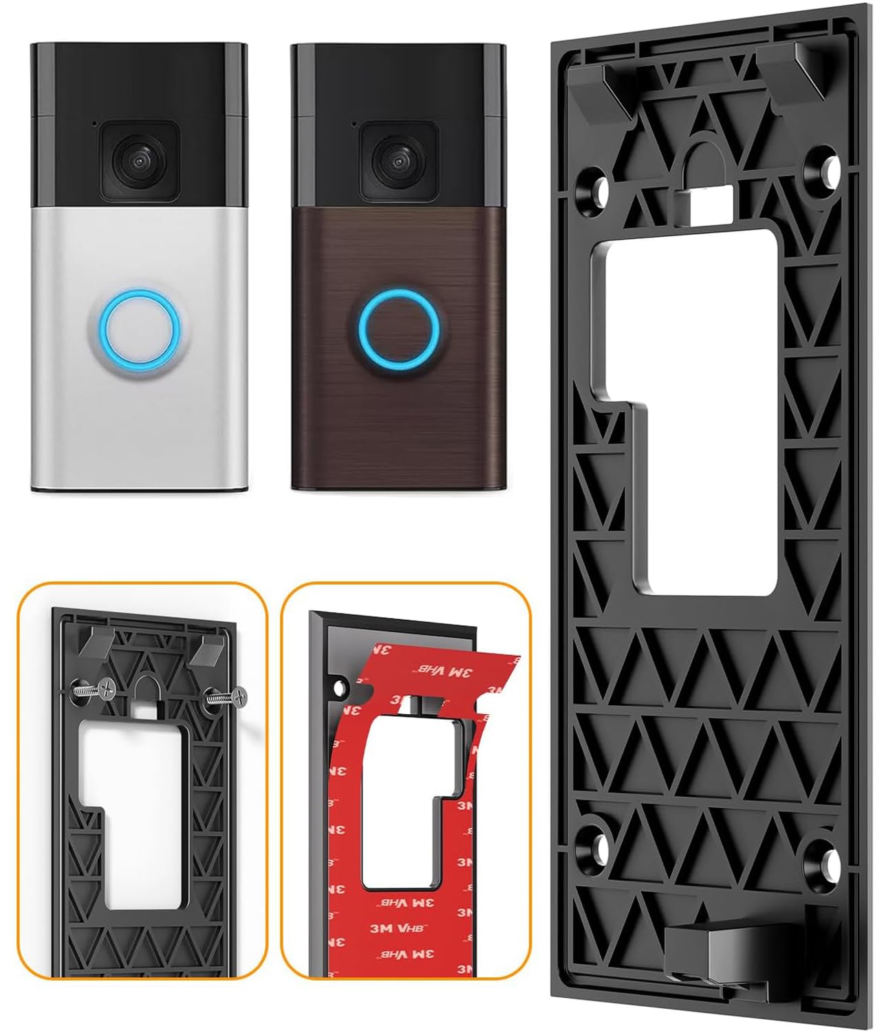 Photo 1 of No-Drill Adhesive Video Doorbell Mount Compatible with Ring Battery Doorbell (2024 Release), Ring Doorbell Mounting Holder Bracket for Apartments Office Houses (1 Pack)