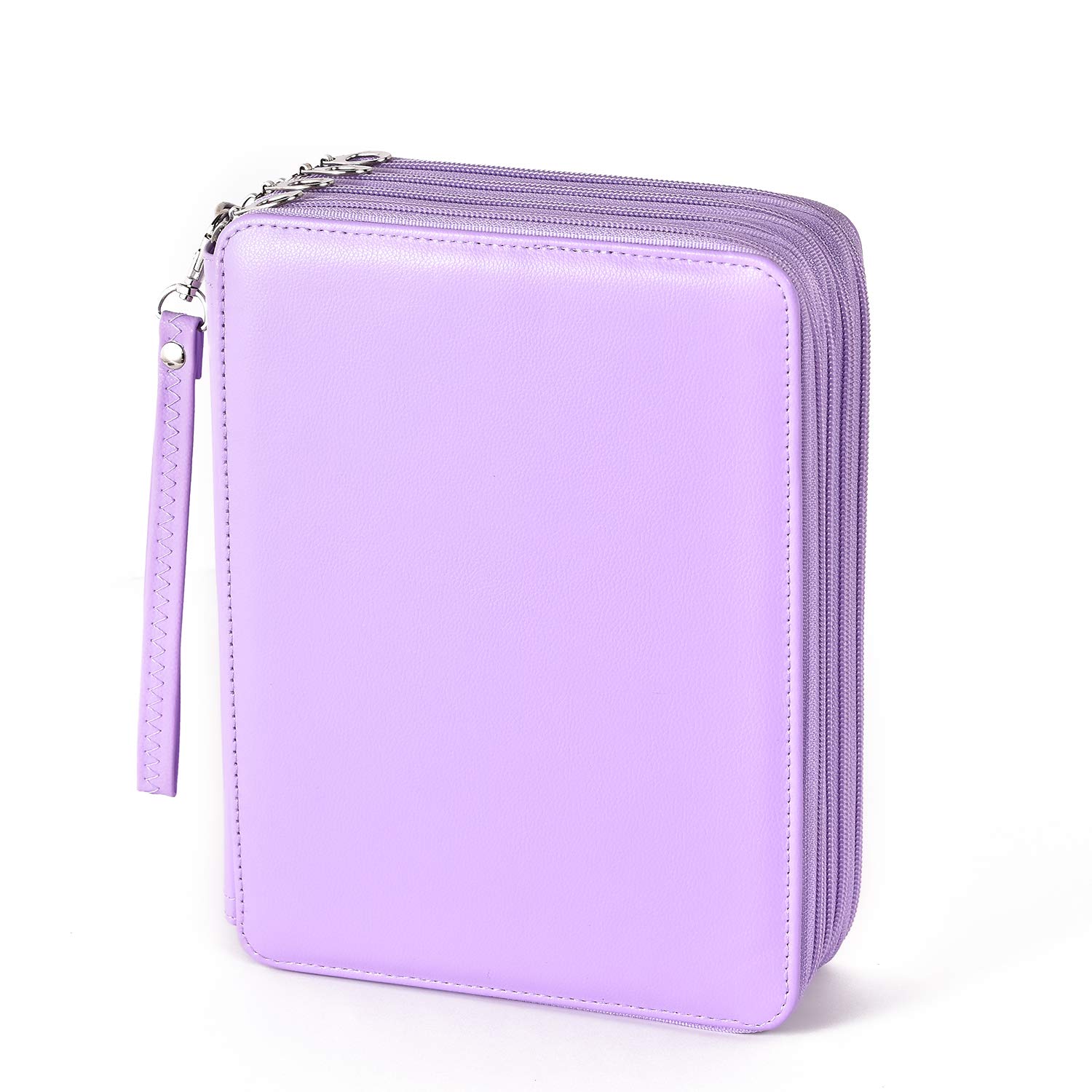 Becho Multifunction Zipper Soft Leather Pencil Case with Multi-Layer Zipper Separation High Capacity Holder Pouch Pen Bag Colored Pencil Pen Box 184 Slots (Purple)