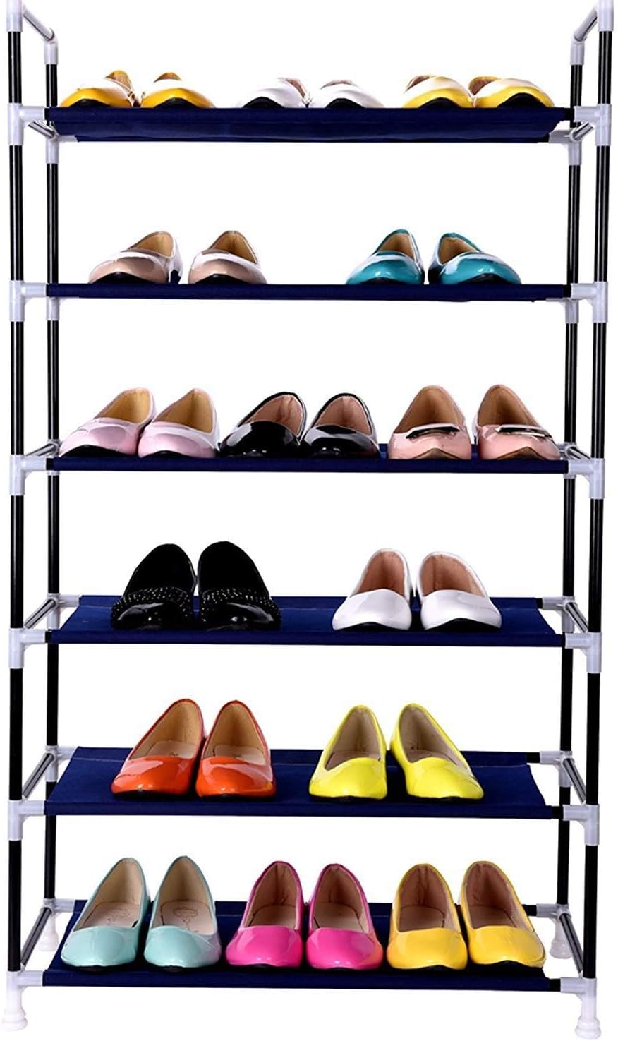 6 tier bamboo shoe rack on Vinsani 6 Tier Shoe Rack Standing Shoe Furniture Storage Organizer Stand Adjustable Shelf Blue Shoe Racks Home Kitchen Antuongreal Vn